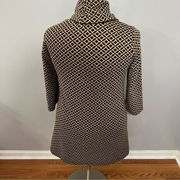 Tyler Boe Cowl Neck‎ Front Pocket Geometric Black/Gold Print Dress - L - Picture 8 of 11